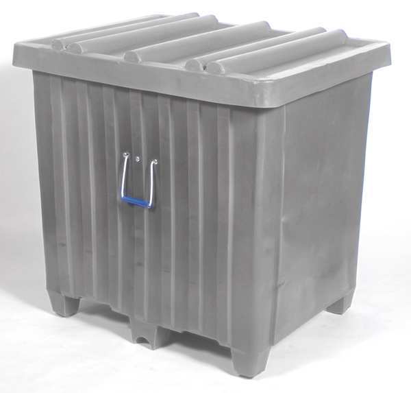 Myton Industries Gray Ribbed Wall Container, Plastic, 23 cu ft Volume Capacity MTH-3GRAY