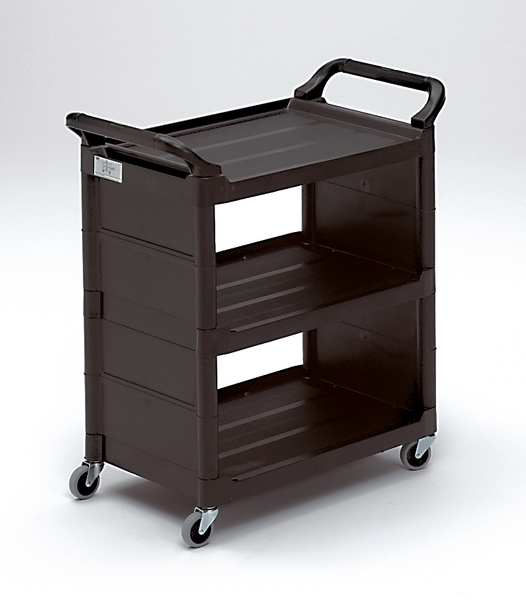 Rubbermaid Commercial Polypropylene Enclosed Service Cart, 3 Shelves, 150 lb FG342100BLA