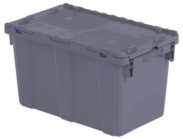 Orbis Gray Attached Lid Container, Plastic, Metal Hinge, 11.96 gal Volume Capacity FP151 Gray