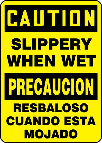 Accuform Safety Sign, 14 in Height, 10 in Width, Vinyl, Vertical Rectangle, English, Spanish SBMSTF642VS