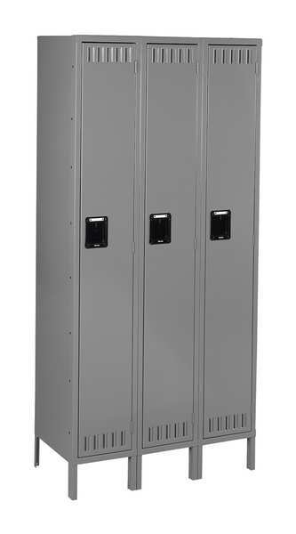 Tennsco Wardrobe Locker, 36 in W, 12 in D, 66 in H, (1) Tier, (3) Wide, Gray STK-121260-3  MED GR