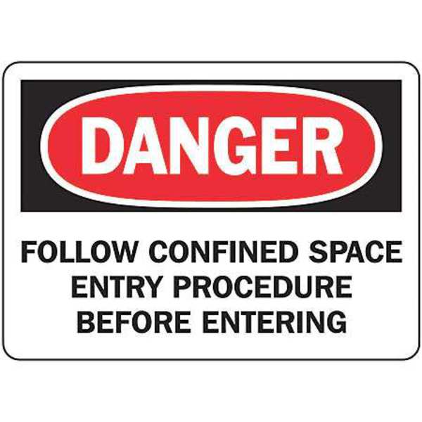 Accuform Danger Sign, 7X10", R and BK/Wht, Plstc, MCSP012VP MCSP012VP