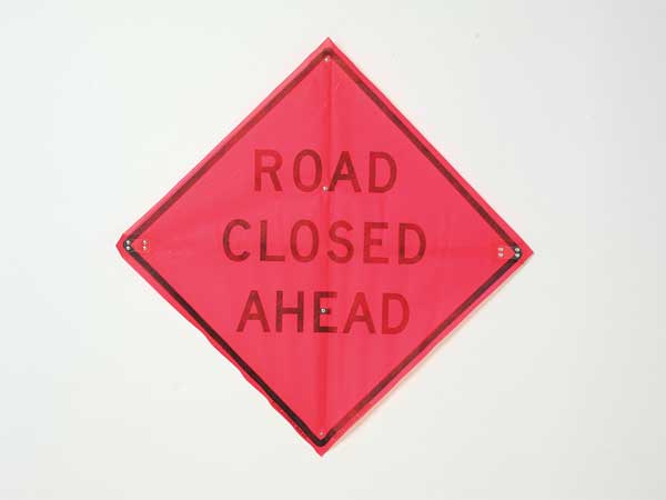 Eastern Metal Signs And Safety Road Closed Ahead Traffic Sign, 36 in Height, 36 in Width, Polyester, PVC, Diamond, English C/36-EMO-3FH-HD ROAD CLOSED AHEAD