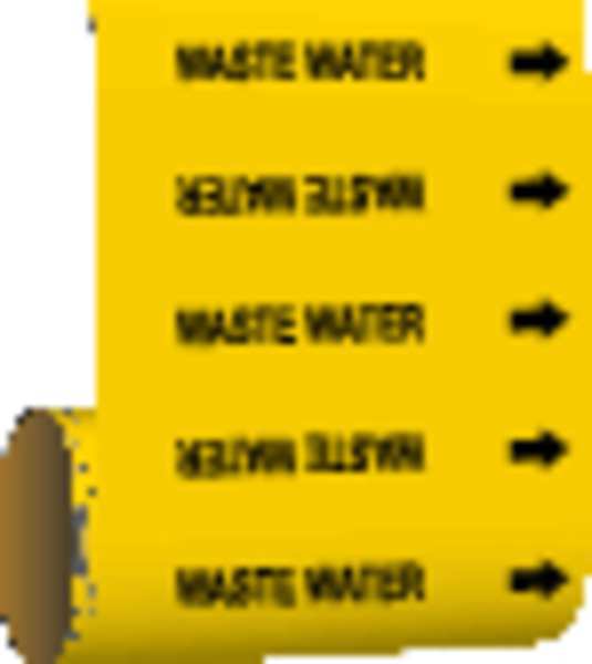 Brady Pipe Marker, Waste Water, Yellow, 41586 41586