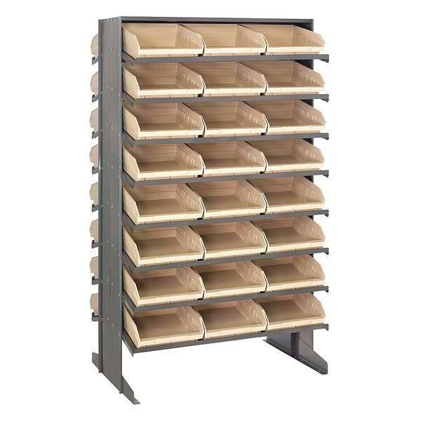 Quantum Storage Systems Steel Pick Rack, 36 in W x 60 in H x 24 in D, 16 Shelves, Ivory QPRD-109IV