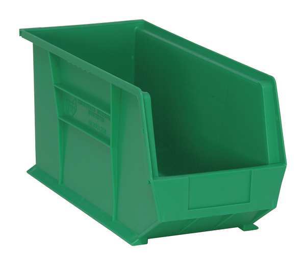 Quantum Storage Systems 60 lb Hang & Stack Storage Bin, Polypropylene, 8 1/4 in W, 9 in H, 18 in L, Green QUS265GN