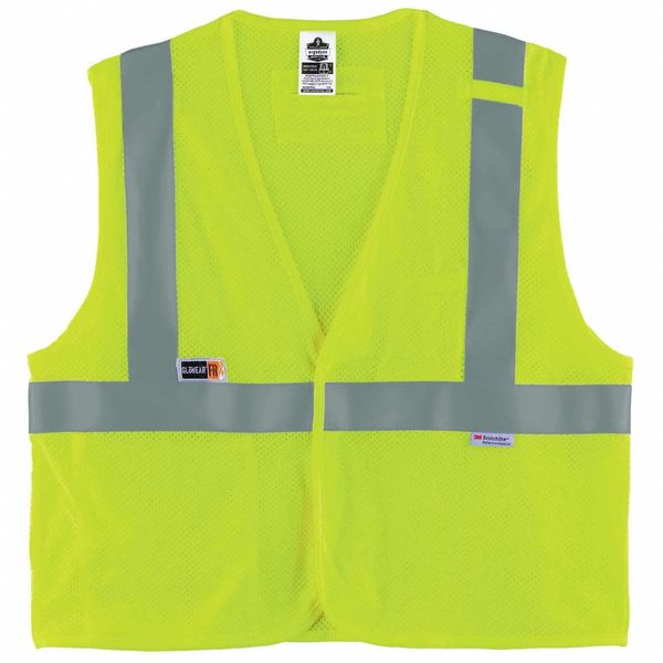 Glowear By Ergodyne Safety Vest, Class 2, FR, Hi-Vis, 2XL/3XL 8260FRHL-2XL/3XL