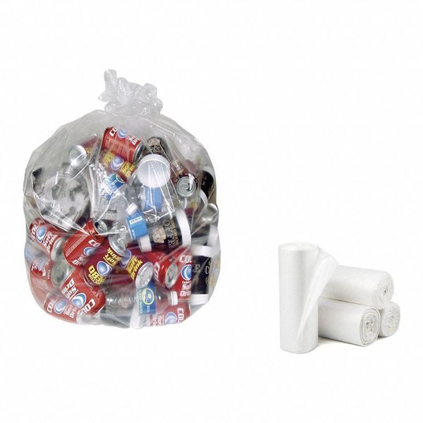 Tough Guy 4YPC7 Trash Bags, 50 gal, Clear, PK50