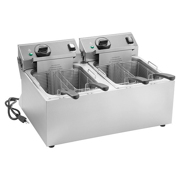 Vollrath Fryer, 10lb, 12-5/8"Hx23"W, SS, Electric CF2-3600DUAL