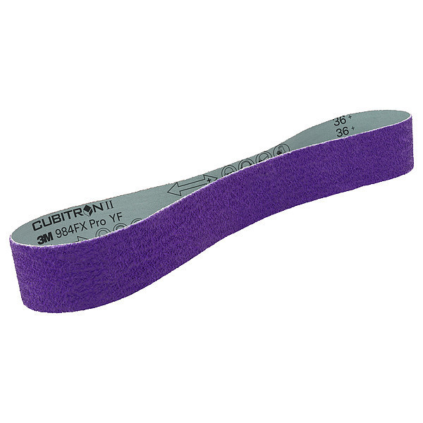 3M Cubitron Sanding Belt, Coated, Ceramic, 36 Grit, Coarse, 984FX Pro, Purple 1184F