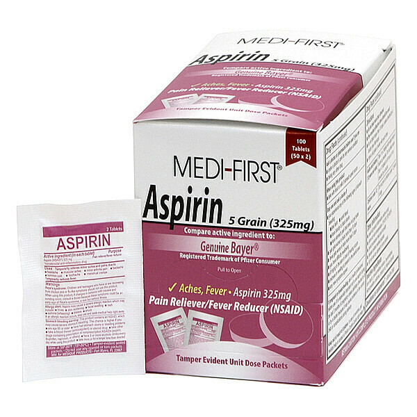 Medi-First Aspirin, Tablet, 325mg, PK100 80533