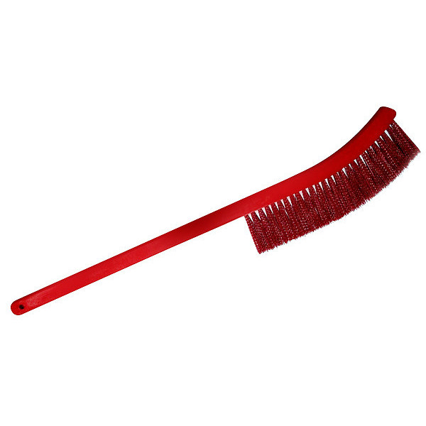 Tough Guy Wand Brush, Soft, 14 in L Handle, 9 1/2 in L Brush, Red, Polyproplyene, 24 in L Overall 807N34