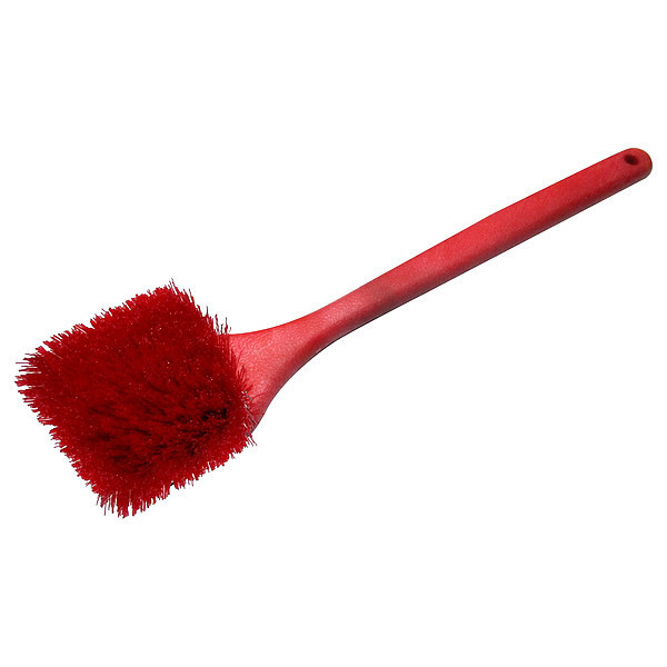 Tough Guy Scrub Brush, Medium, 17 in L Handle, 3 in L Brush, Red, Polyproplyene, 20 in L Overall 807N42