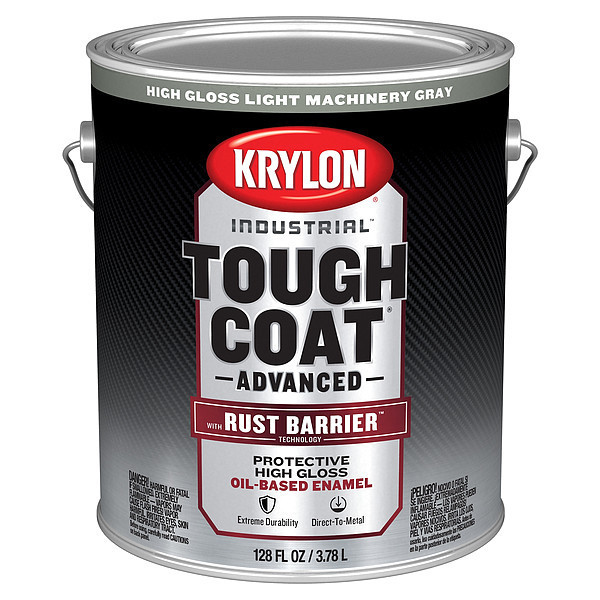 Krylon Exterior Protective Coating, Gloss, Oil/Alkyd Base, Machinery Gray, 1 gal K00831008