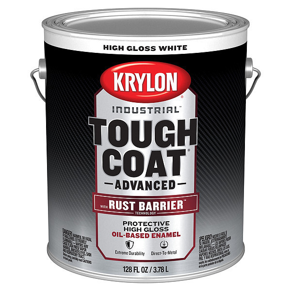 Krylon Exterior Protective Coating, Gloss, Oil/Alkyd Base, White, 1 gal K00921008