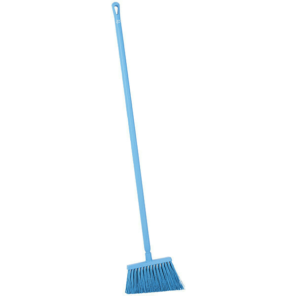 Vikan 11 3/8 in Sweep Face Angle Broom, Stiff, Blue, 51 L Handle 29143/29603