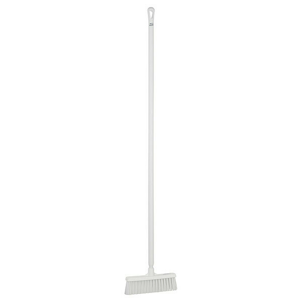 Vikan 12 in Sweep Face Push Broom, Medium, White, 59 in L Handle 31665/29625