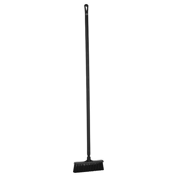 Vikan 12 in Sweep Face Push Broom, Medium, Black, 59 in L Handle 31669/29629