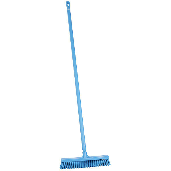 Vikan 16 in Sweep Face Push Broom, Soft/Stiff Combination, Blue, 59 in L Handle 31743/29623