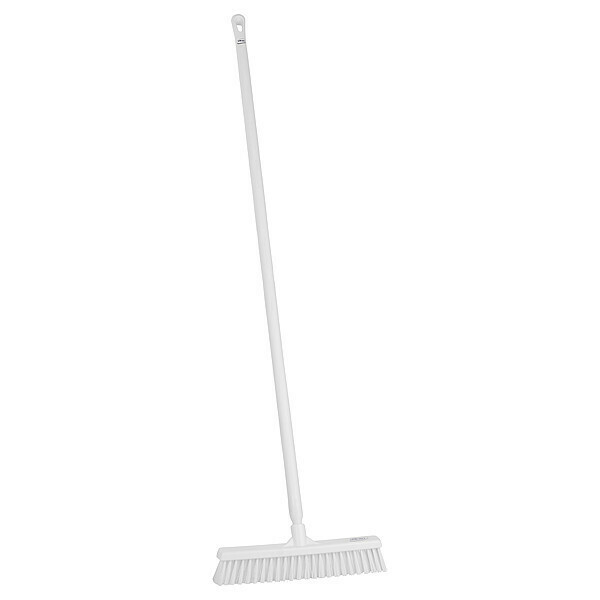 Vikan 16 in Sweep Face Push Broom, Soft/Stiff Combination, White, 59 in L Handle 31745/29625