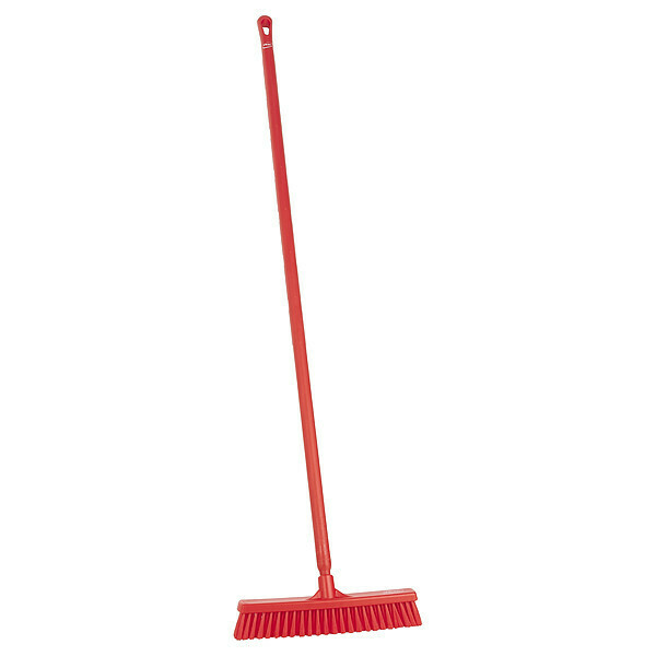 Vikan 16 in Sweep Face Push Broom, Medium, Red, 59 in L Handle 31794/29624