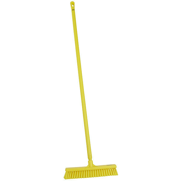 Remco 16 in Sweep Face Push Broom, Medium, Yellow, 59 in L Handle 31796/29626