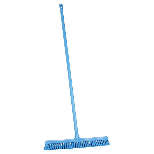 Vikan 24 in Sweep Face Push Broom, Soft, Blue, 59 in L Handle 31993/29623