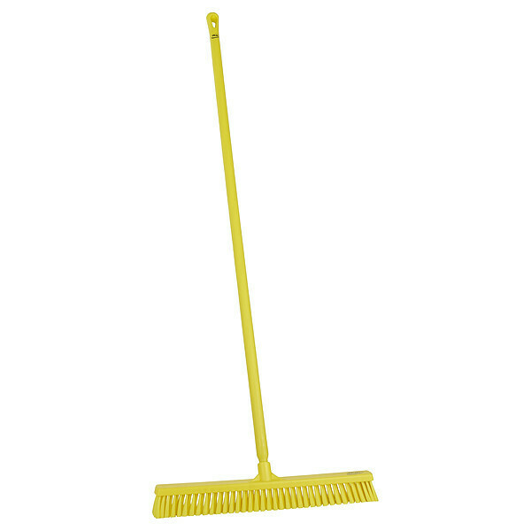 Remco 24 in Sweep Face Push Broom, Soft, Yellow, 59 in L Handle 31996/29626