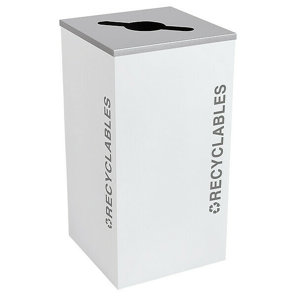 Tough Guy Recycling Bin, 24 gal, White, Square 821X58