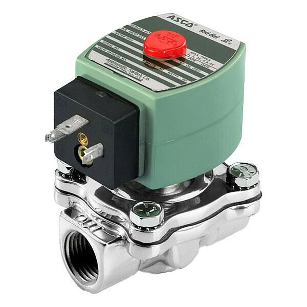 Redhat 24V DC Stainless Steel Solenoid Valve, Normally Closed, 1/2 in Pipe Size SC8210G087