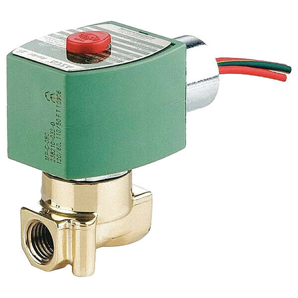 Redhat 24V DC Brass Solenoid Valve, Normally Closed, 1/4 in Pipe Size 8262H208LF 24/DC
