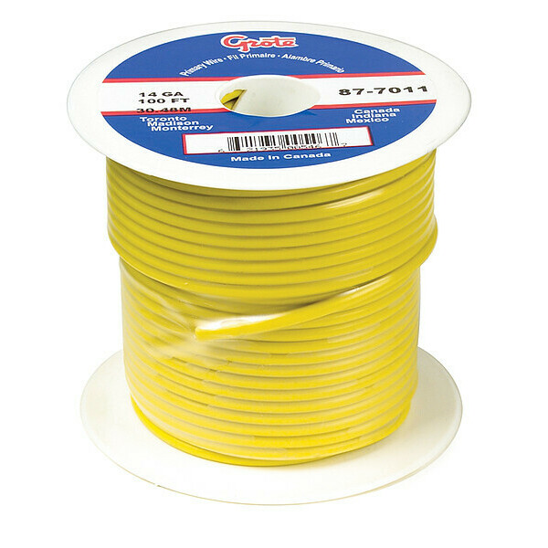 Grote 16 AWG 1 Conductor Stranded Primary Wire 100 ft. YL, Max. Voltage: 60V 87-8011