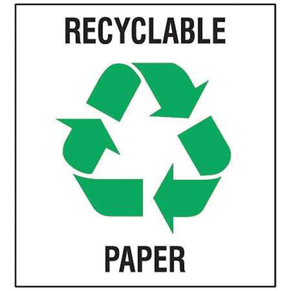 Brady Recycling Label, Vinyl, 10 In. H, PK5, 20636LFLS 20636LFLS