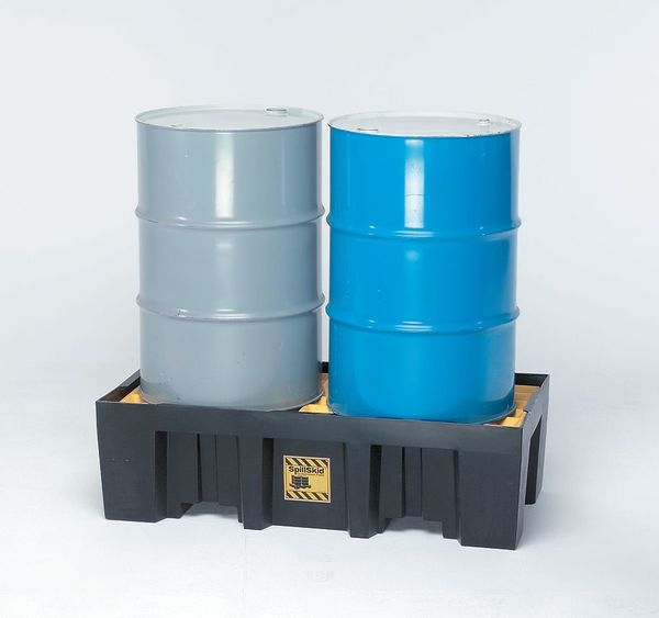 Zoro Select Drum Spill Containment Pallet, 66 gal Spill Capacity, 2 Drum, 2000 lb., High Density Polyethylene 1620P