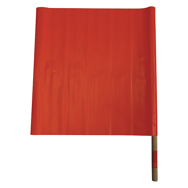 Zoro Select Handheld Warning Flag, Vinyl, 18" H, 18" W, Hi-Visibility Orange 8AE39