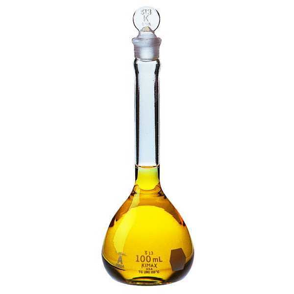Borosilicate Glass ASTM Volumetric Flask with Glass Stopper, 1000