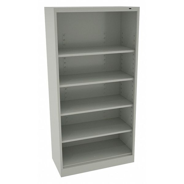 Tennsco 5-Shelf Bookcase, All Welded Steel 72"x36" Light Grey BC18-72 LIGHT GREY