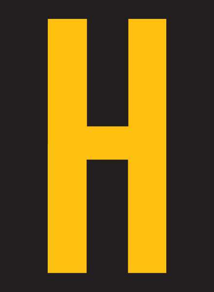 Stranco Reflective Letter Label, H, 2-1/2in H, PK25 RUM200-H-YB