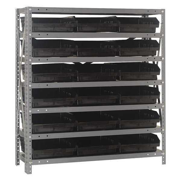 Quantum Storage Systems Steel Bin Shelving, 36 in W x 39 in H x 18 in D, 7 Shelves, Black 1839-110BK