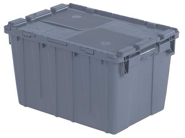 Orbis Gray Attached Lid Container, Plastic, 13.46 gal Volume Capacity FP182 Gray