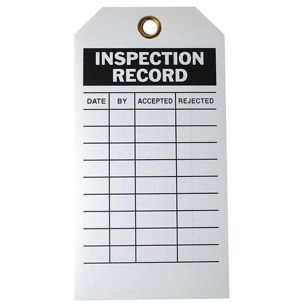 Zoro Select Inspection Rcd Tag, 5-3/4 x 3 In, Met, PK10 9E220