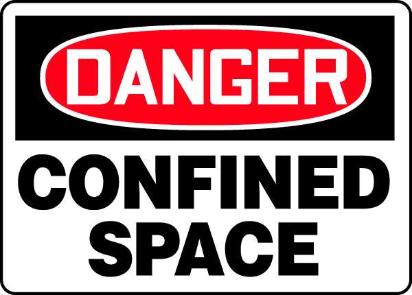 Accuform Danger Sign, 10X14", R and BK/Wht, Plstc, Legend: Confined Space MCSP002VP