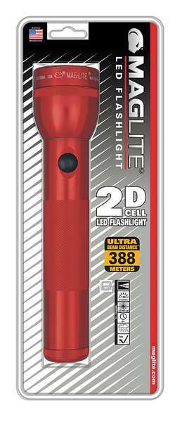 Maglite Red No Led Industrial Handheld Flashlight, 9 lm TT2D036K