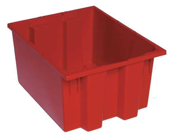 Quantum Storage Systems Stack & Nest Container, Red, Polyethylene, 19 1/2 in L, 15 1/2 in W, 10 in H SNT190RD