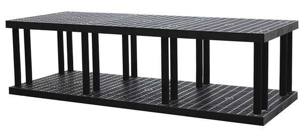 Structural Plastics Starter Plastic Shelving Unit, Open Style, 36 in D, 96 in W, 27 in H, 2 Shelves, Black S9636B