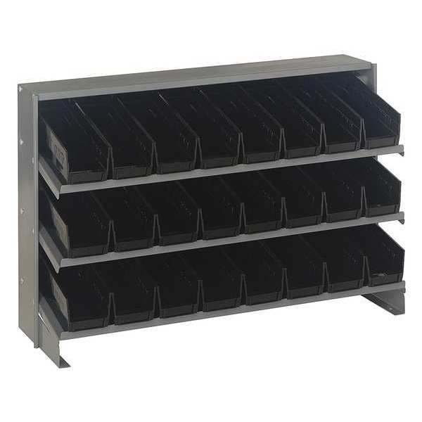 Quantum Storage Systems Steel Bench Pick Rack, 36 in W x 21 in H x 12 in D, 3 Shelves, Black QPRHA-101BK