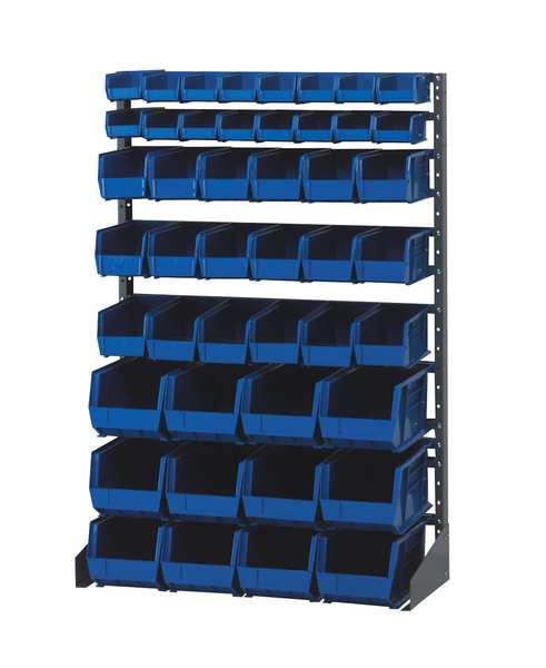 Quantum Storage Systems Steel Bin Rail Floor Rack, 36 in W x 15 in D x 54 in H, Blue QRU-16S-220230240BL