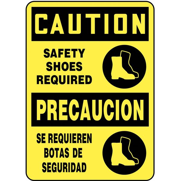 Accuform Spanish-BilinguAl Caution Sign, 14"X10", Sign Material: Aluminum SBMPPE763VA