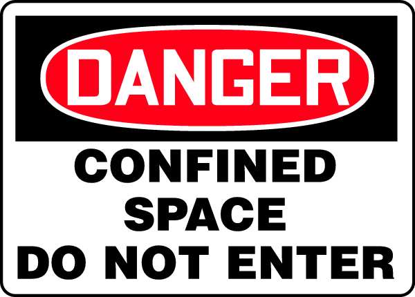 Accuform Danger Sign, 7X10", R and BK/Wht, Al, Eng, Legend: Confined Space Do Not Enter MCSP006VA