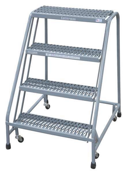 Cotterman 40 in H Steel Rolling Ladder, 4 Steps 1004N2630A3E10B3C1P6